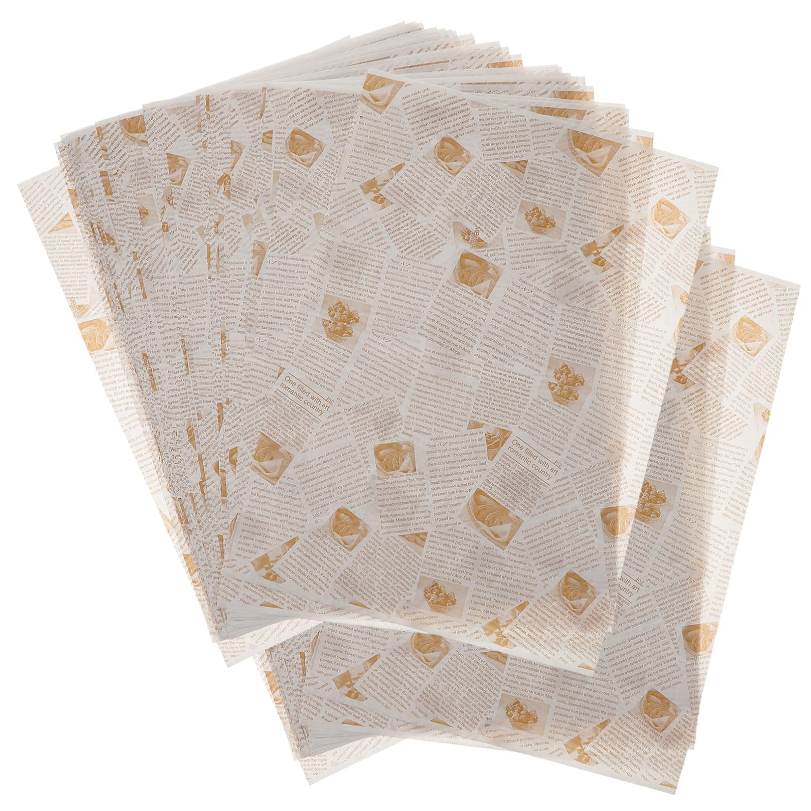 CIYODO Vintage Packaging Paper 100 Sheets of Oil-proof Baking Paper Snack Mat for Sandwiches Cheesecake Snacks