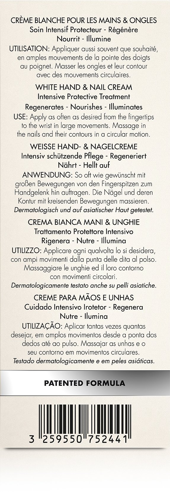 Eisenberg Pure White, crema blanca para las manos y uñas, 75 ml