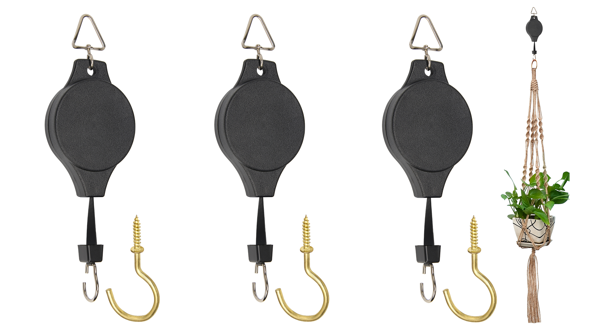 Pulley For Hanging Baskets 3 Pack Heavy Duty Retractable Plant Pulleys -  Adjustable Hanging System For Plant Baskets & Bird Feeders Heavy Duty Hanging  Pulley Set