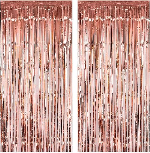Fecedy 2 cortinas metálicas de oropel de 3 x 83 pies accesorios de cabina de fotos para cumpleaños boda compromiso despedida de soltera baby shower