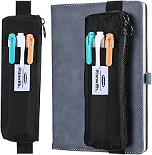 Pen Holder for Laptop, Small Pencil Case with Adjustable Elastic Band Zipper Pen Holder for Journal, Black