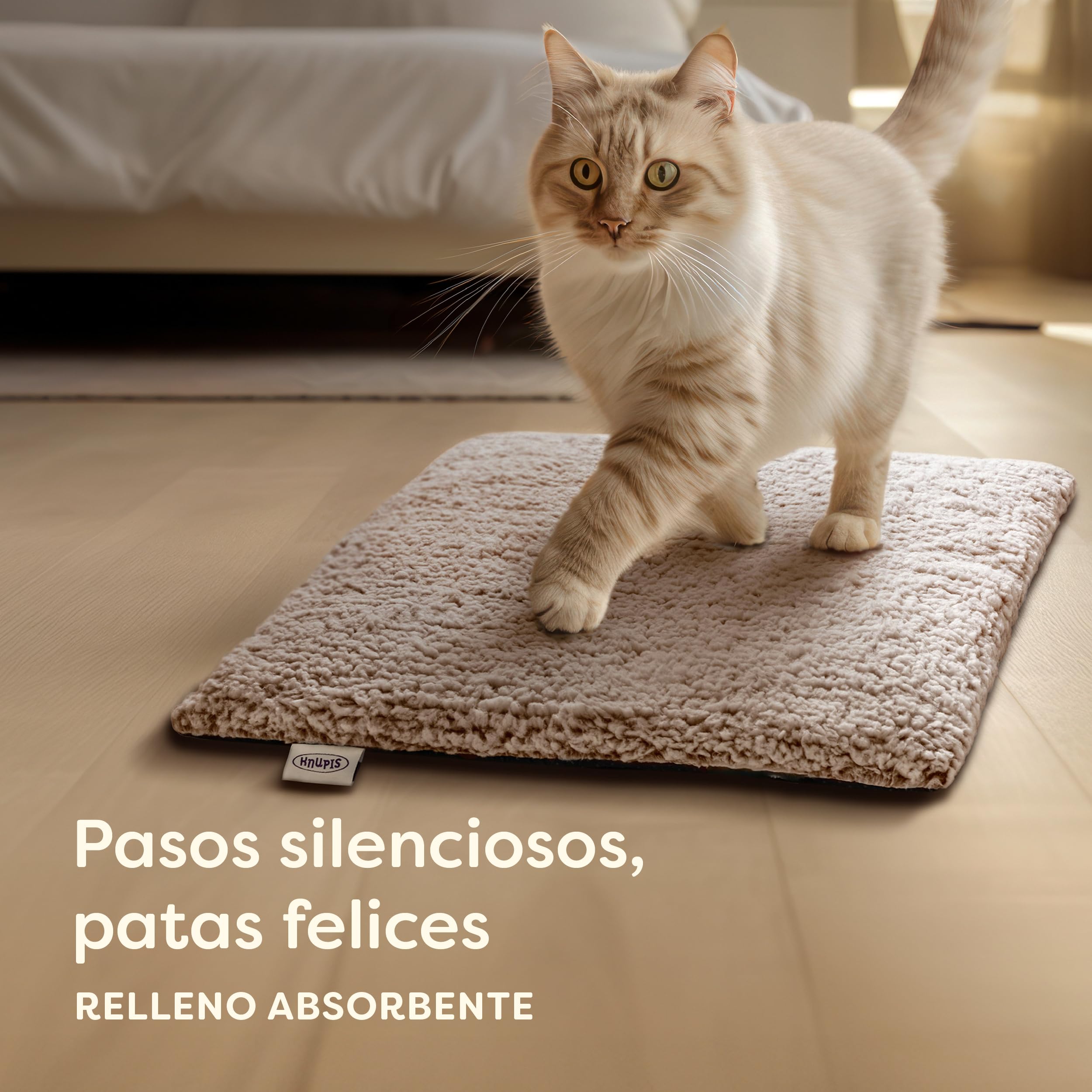 Knupis Manta Térmica Gatos & Perros 60x45cm - Manta Térmica Autocalentado Reducción de Ruido para Gatos y Perros Pequeños - Alfombra Calefactora -Funda Lavable - Estabilidad Reforzada (Marrón)