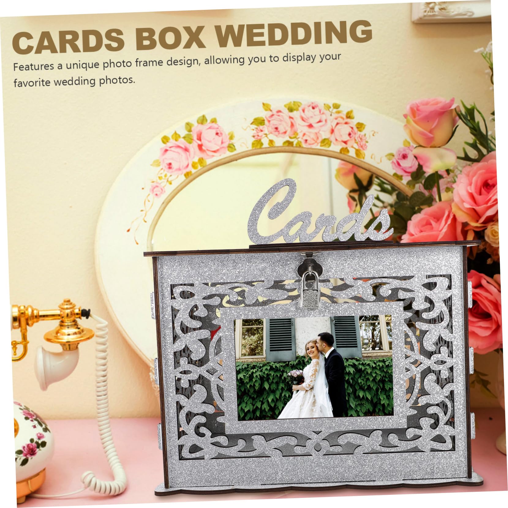 ABOOFAN Scatola Portacarte in Legno per Matrimonio Rustico 1 Pz | Design Cornice per Foto, Ampio Spazio Interno, per Feste e Decorazione da Tavolo