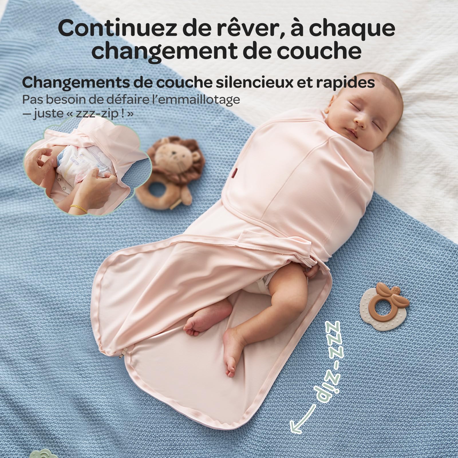 momcozy Couverture Emmaillotage Bébé pour Nouveau-né, Fermeture Silencieuse, Convient aux Nourrissons de 0-3 Mois, Réduit Le Réflexe de Sursaut, Indispensable pour Nouveaux Parents, Paquet de 2,Rose