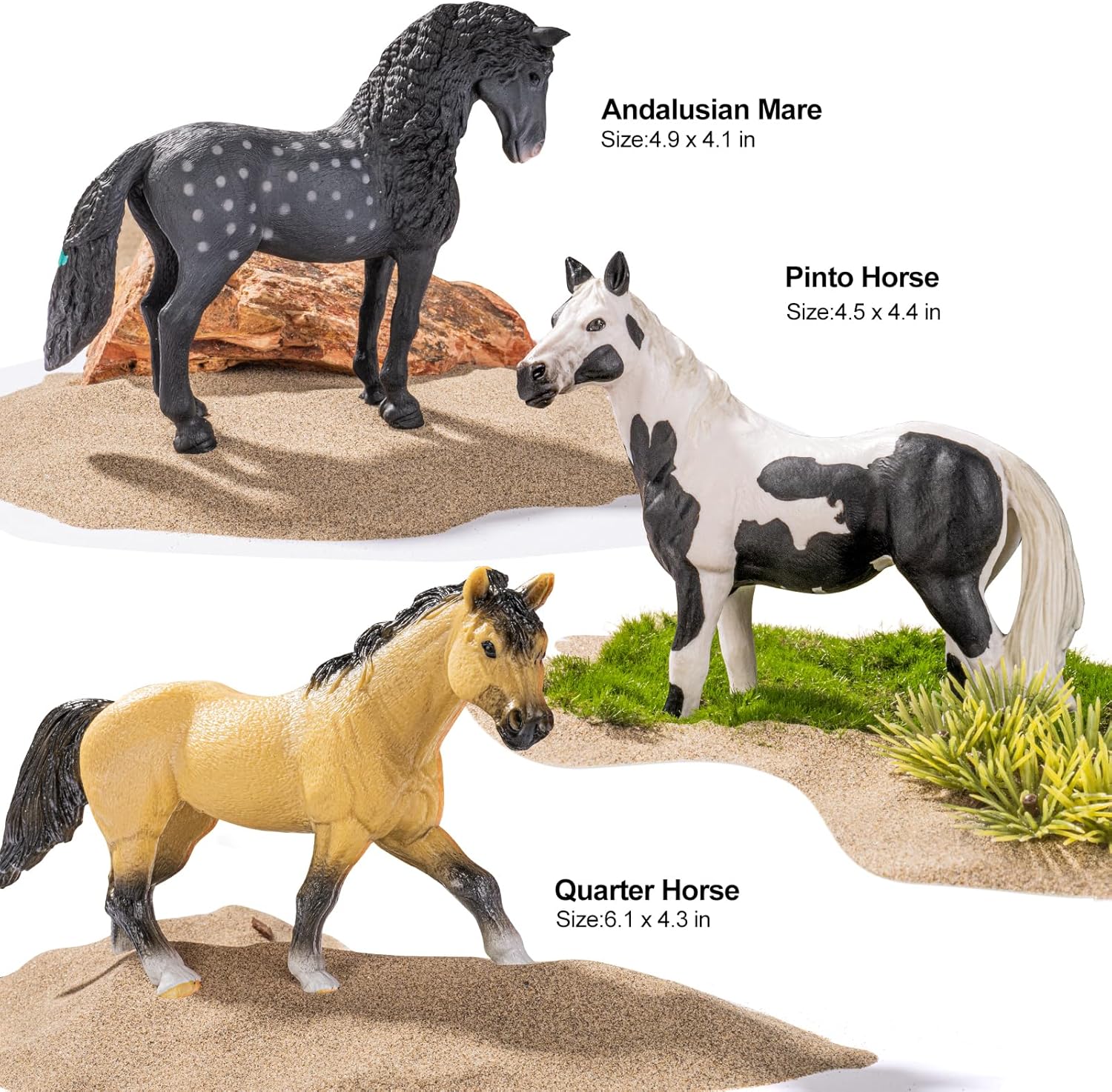 6PCS 6" Large Horse Figurines Animal Toys for Kids, Realistic Plastic Farm Animal Figurines Toys for Toddlers, Horse Party Favors Birthday Gift Cake Toppers for Boys Girls - Image 3