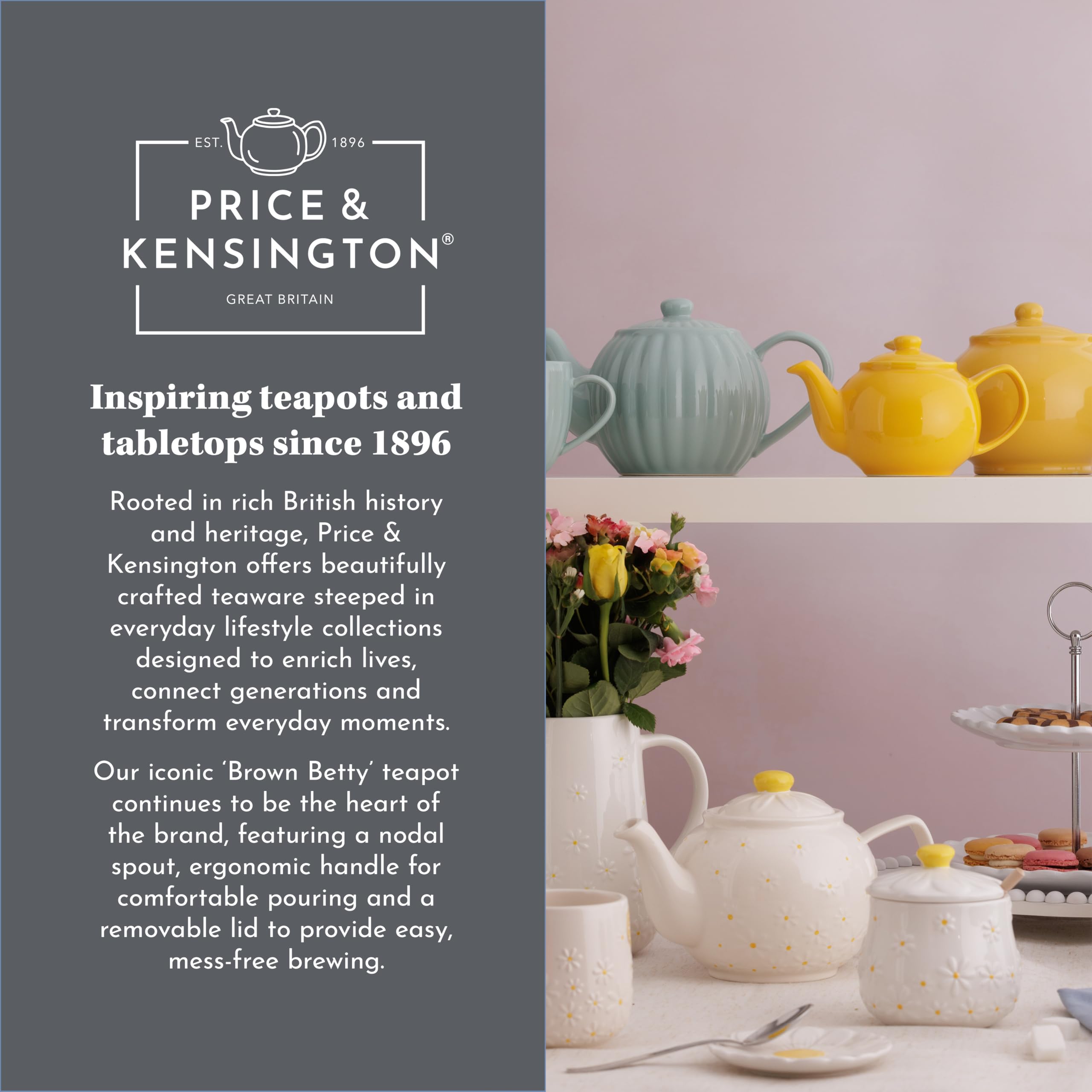 Price & Kensington Luxe French Press Bluebell Cafetiere 350 ml (do 1-1,5 małych filiżanek), ekspres do kawy z podwójną ścianką z filtrem tłokowym ze stali nierdzewnej, ceramiczna podstawka