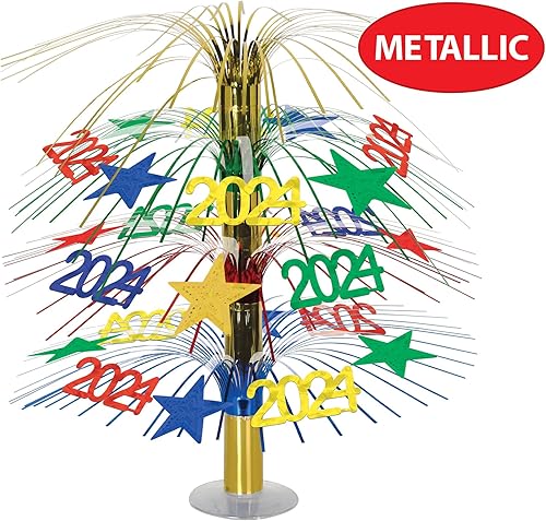 Miniatura 4 de Beistle Centro de mesa de Nochevieja para decoraciones de fiesta de graduación 2024, celebrando contigo desde 1900, 18 pulgadas,