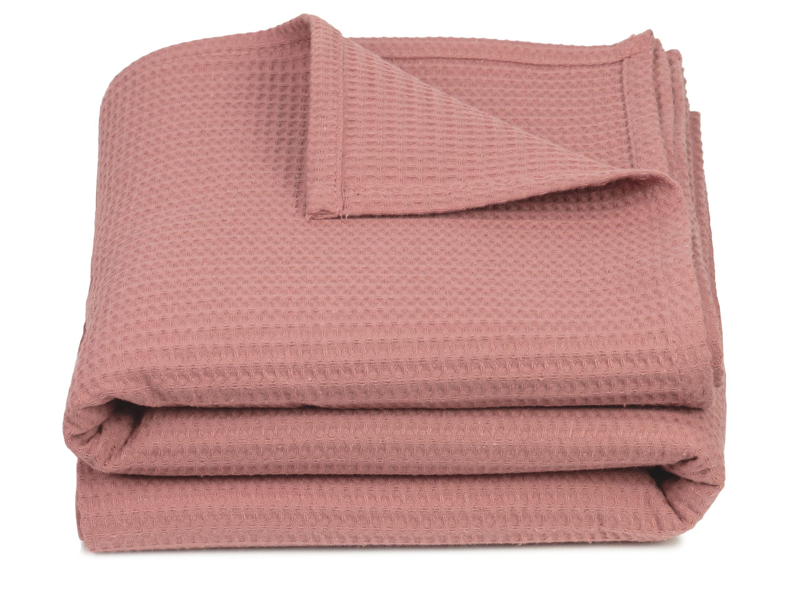 ZOLLNER Manta de piqué para Verano, 100% algodón, 150x200 cm Rosa empolvado OEKO-TEX STANDARD 100