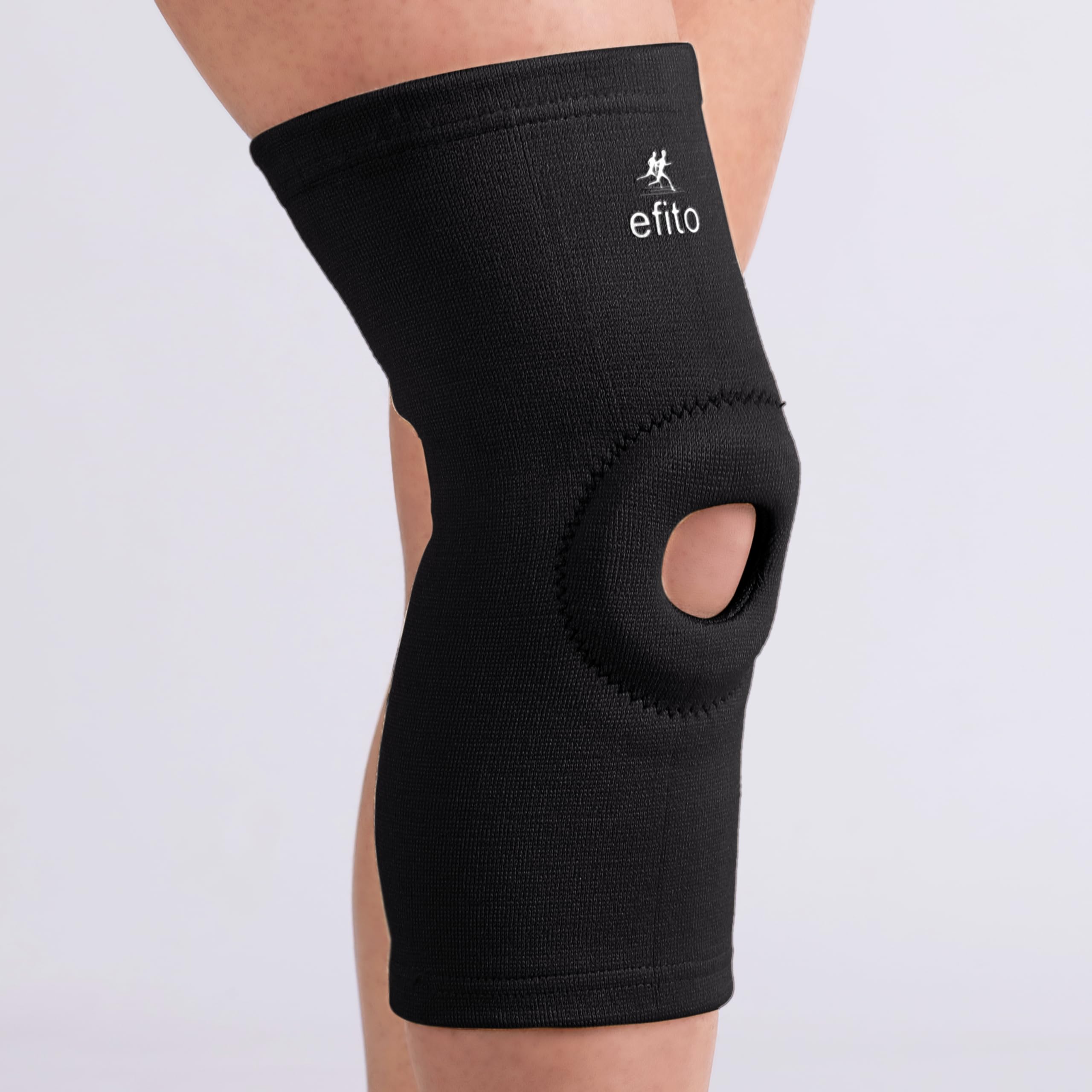 efito Unisex Open Patella Knee Cap Support for Men and Women Gym, Sports, Exercise, Running & Cycling | Knee Brace for Pain Relief for Legs | Free Size (Black, Pack of 2)-image-21