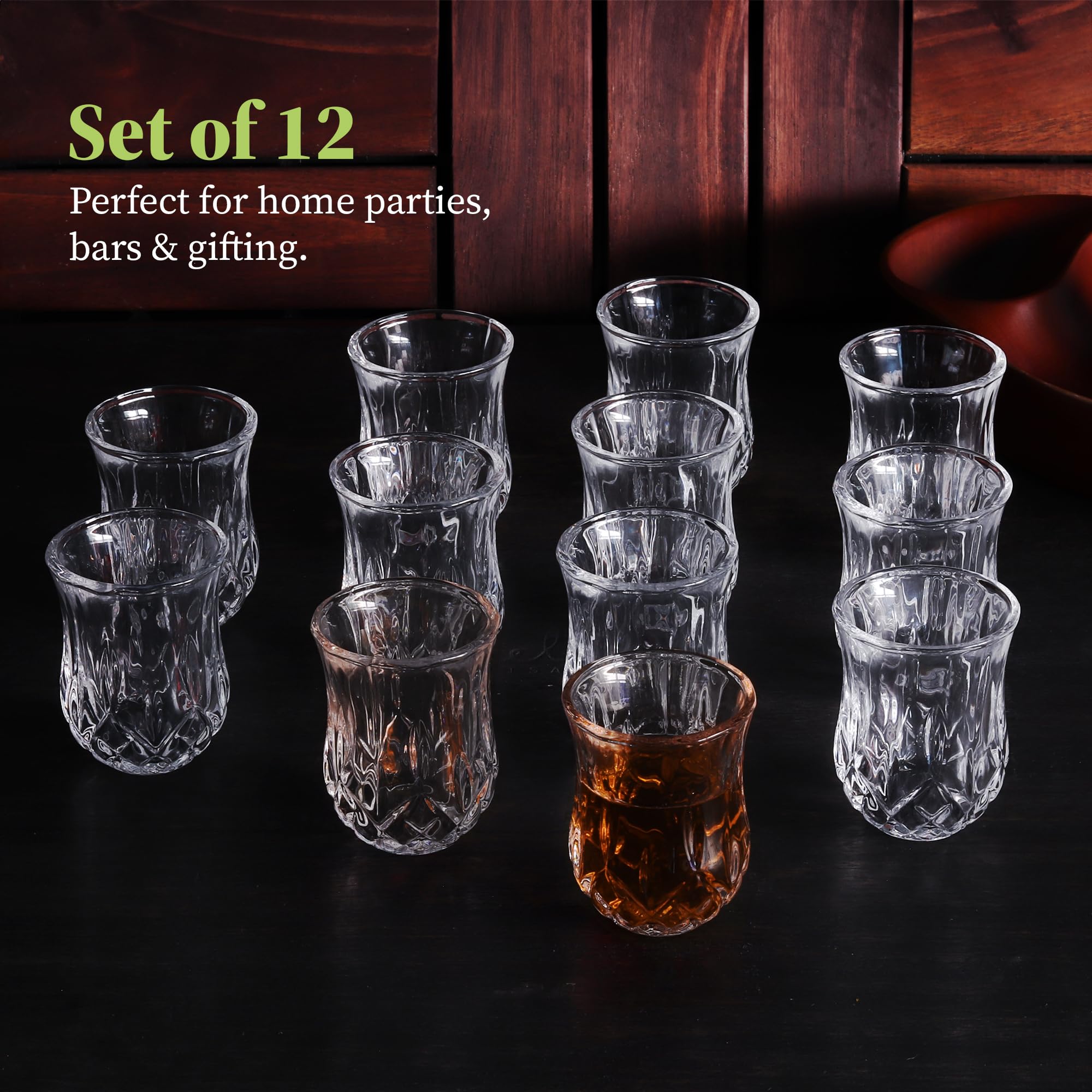 QUAFFER Vasos de chupito con patrón de diamante (juego de 12)