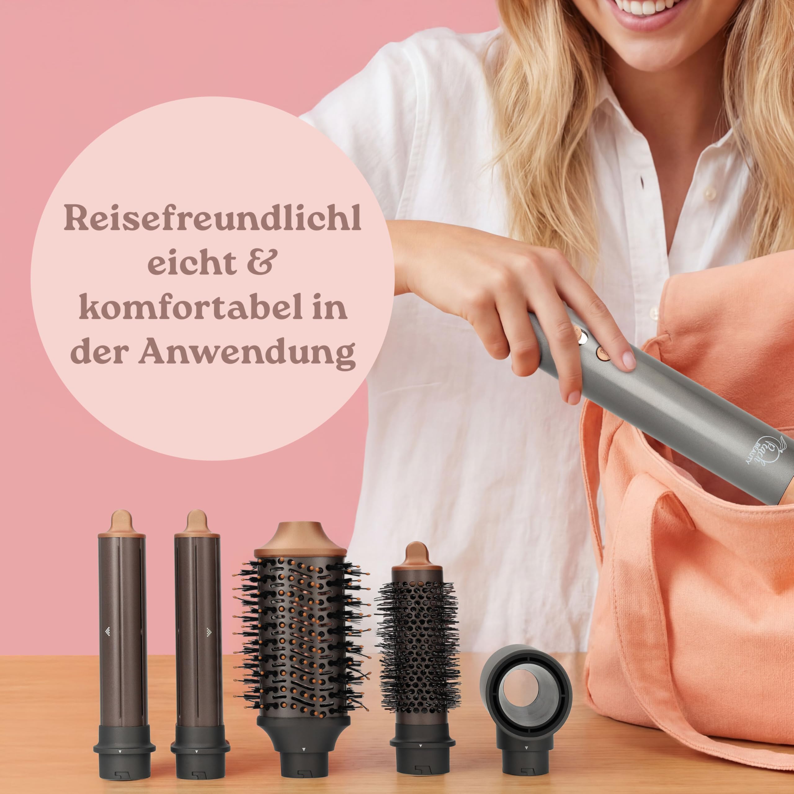 Hairstyler 5-in-1 | Airstyler Set | Heißluftschlauch | Multistyler | Volumen-Bürste | Runde Bürste | Lockenstab | Haartrockner | 110.000 U/min | 1400 W