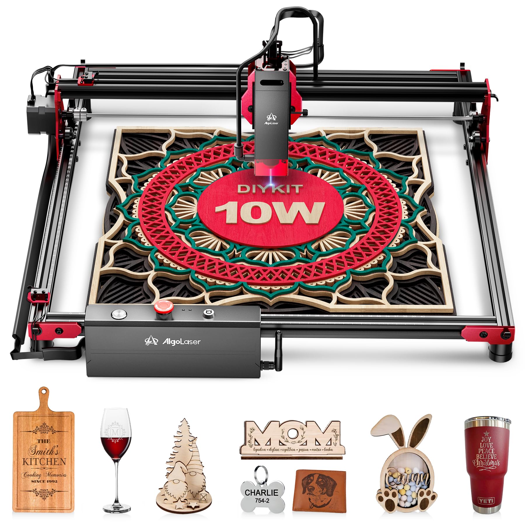 AlgoLaser 10W Laser Engraver Machine – Class 1 Safe for Home DIY | 12000mm/min Speed, 0.05×0.1mm Precision | Beginner-Friendly Metal/Acrylic/Wood Crafts | Ideal for Gift Customization & Small Business