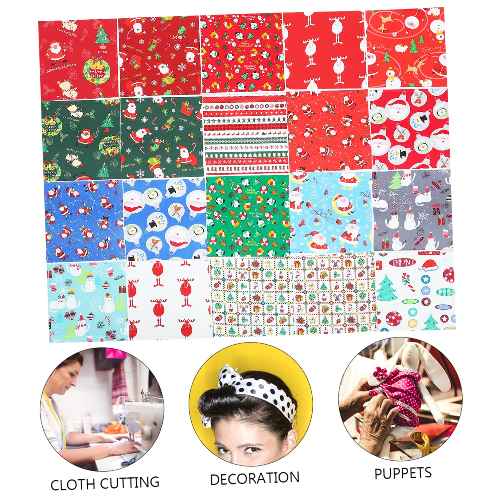 Cuadrados de tela de algodón， Material de patchwork for coser, tela for coser, 20 piezas de tela decorativa navideña, accesorios for el hogar