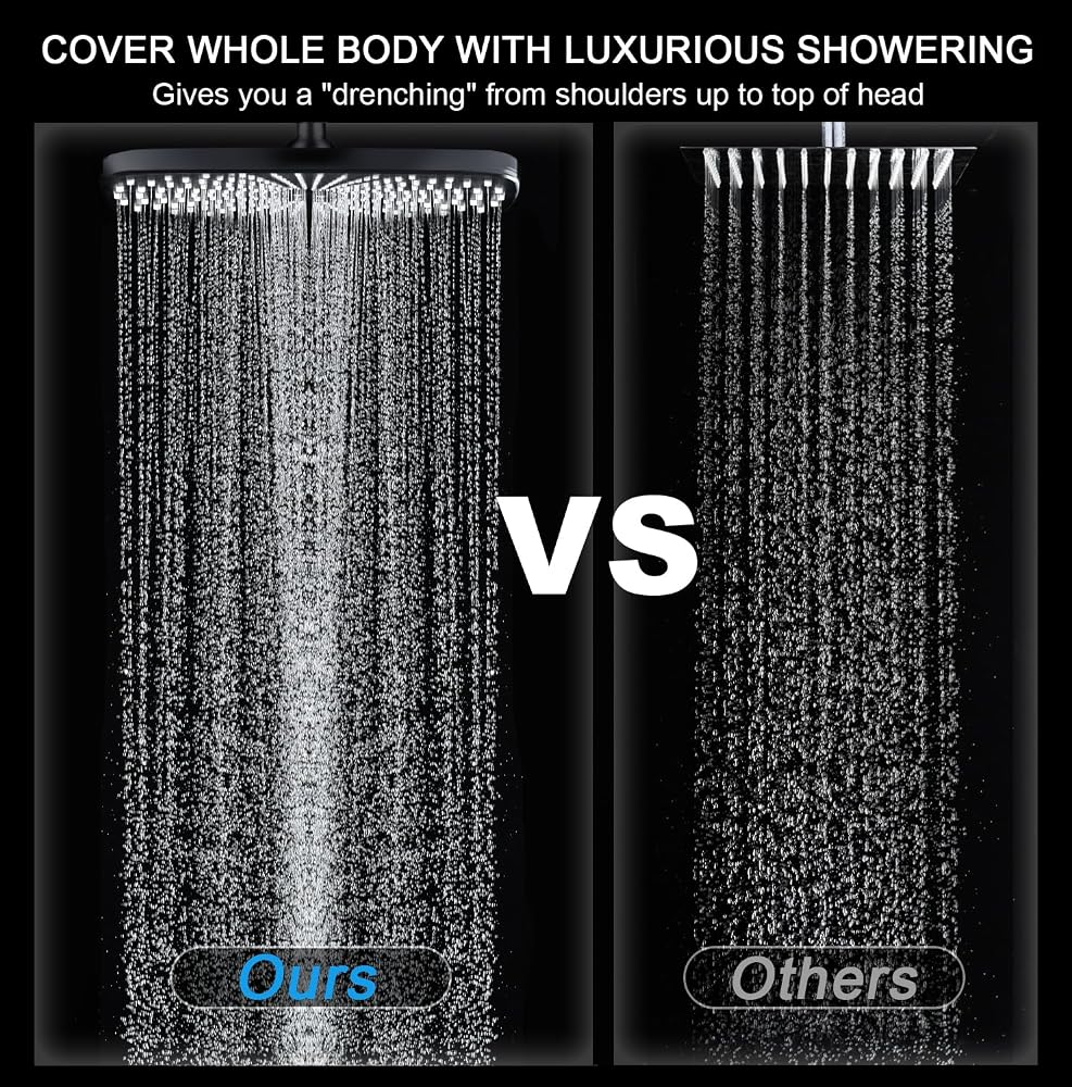 High Pressure Rain Shower Head: Upgrade Shower Heads with Handheld Spray Combo with Fixed Showerhead and 10 Sprays Handheld Shower Head, Detachable Showerheads Built-in Magnetic Docking and Power Jets