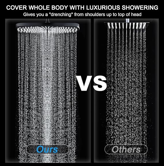 BOZYBO Rain Shower Head with Handheld: High Pressure Shower Heads with Handheld Spray Combo, 12 Rainfall Shower Head and 9 Sprays Hand Showerheads with Magnetic Docking and Power Jets, Black 1.75GPM