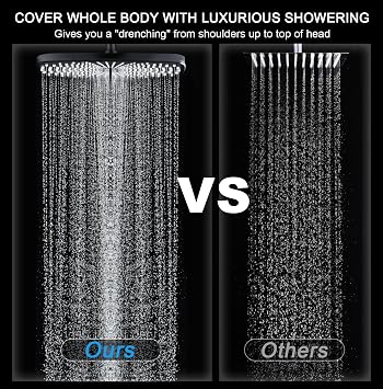 BOZYBO Rain Shower Head with Handheld: High Pressure Shower Heads with Handheld Spray Combo, 12 Rainfall Shower Head and 9 Sprays Hand Showerheads with Magnetic Docking and Power Jets, Black 1.75GPM