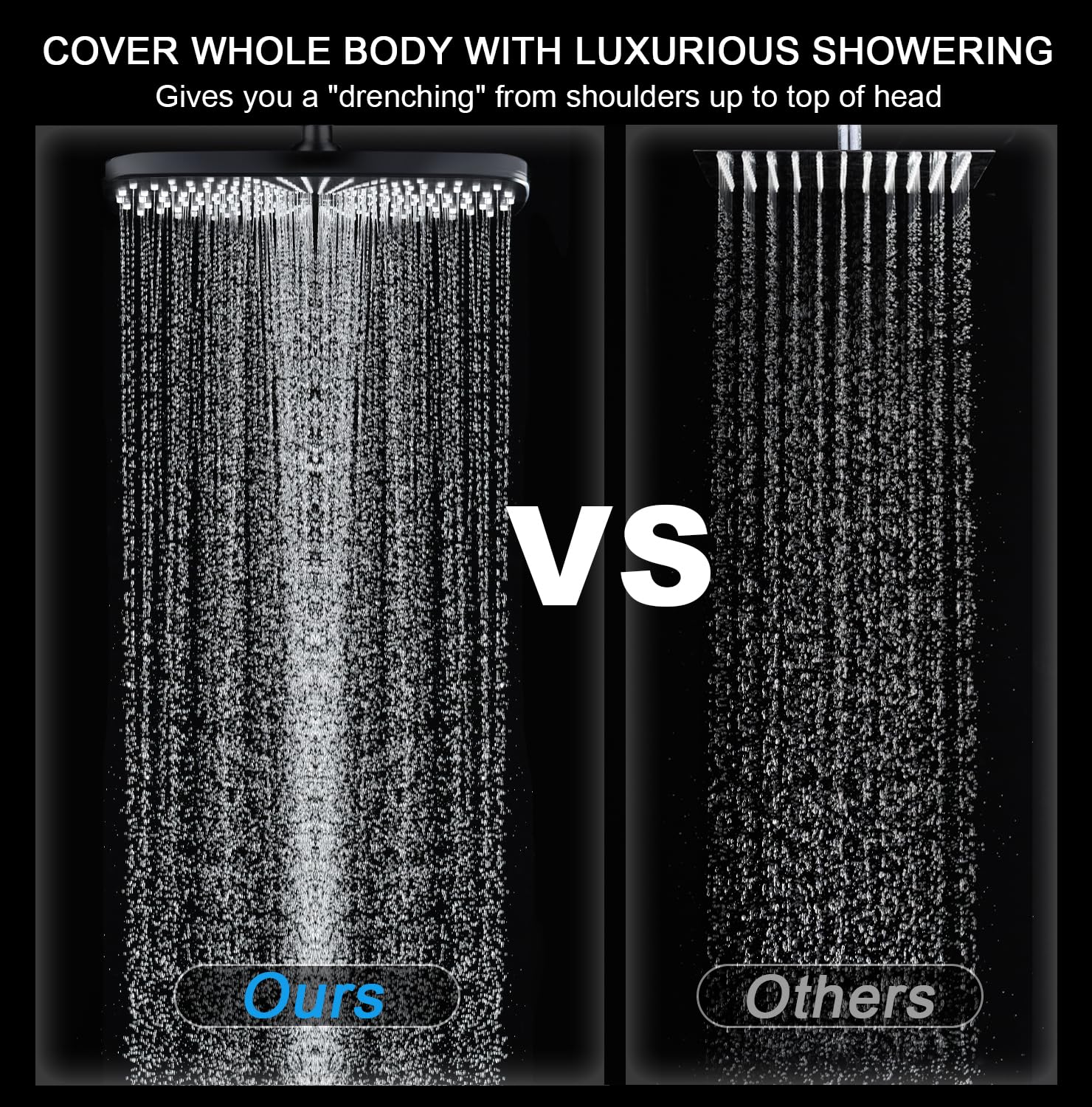 High Pressure Rain Shower Head: Upgrade Shower Heads with Handheld Spray Combo with Fixed Showerhead and 10 Sprays Handheld Shower Head, Detachable Showerheads Built-in Magnetic Docking and Power Jets: Black 2.5GPM