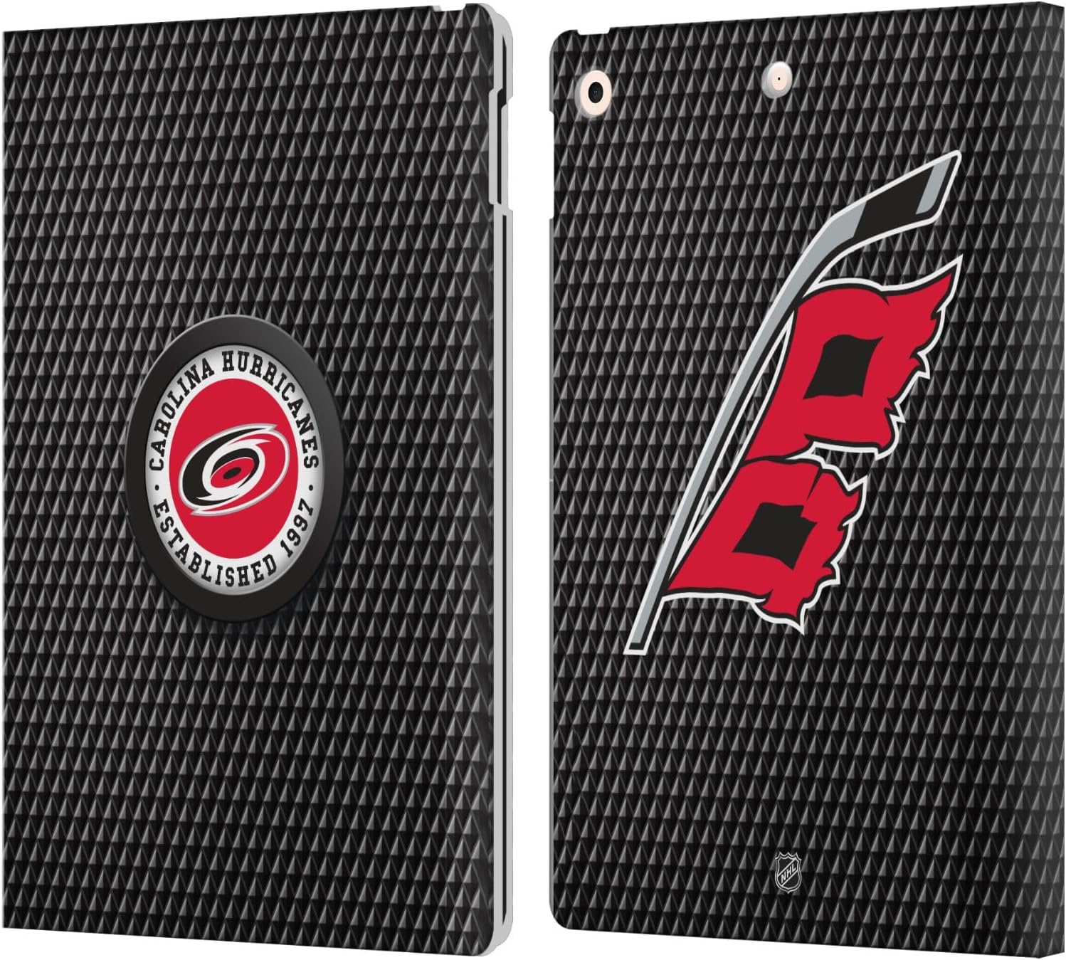 Head Case Designs Officially Licensed NHL Puck Texture Carolina Hurricanes Leather Wallet Case Compatible with Apple iPad 10.2 2019/2020/2021