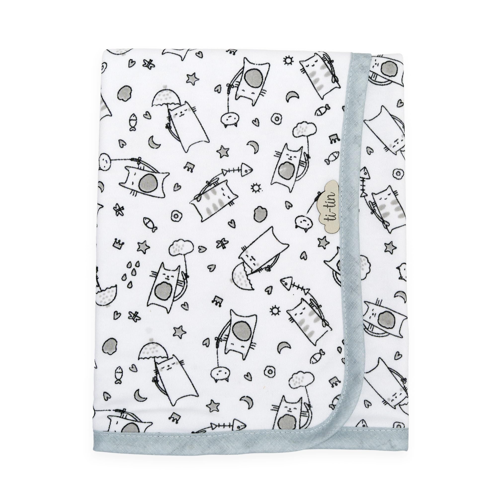 Ti TIN arrullo para bebé 80 x 80 cm, Doble Capa de algodón 100%, Transpirable, Extra Suave, fácil Lavado y Apto para Secadora, diseño Ligero y Estampados Divertidos