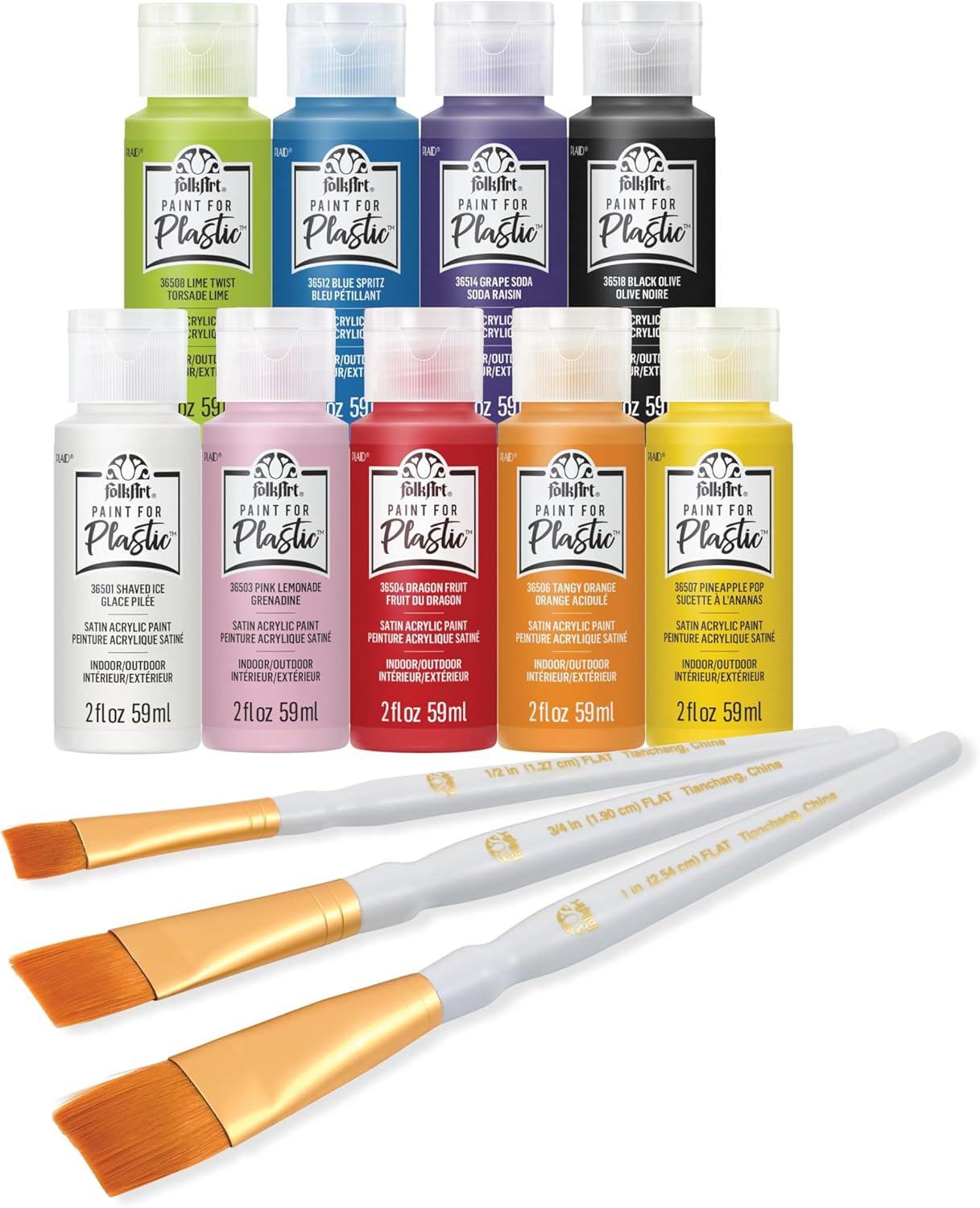 FolkArt Paint for Plastic Acrylic Craft Paint Kit, 12 Piece