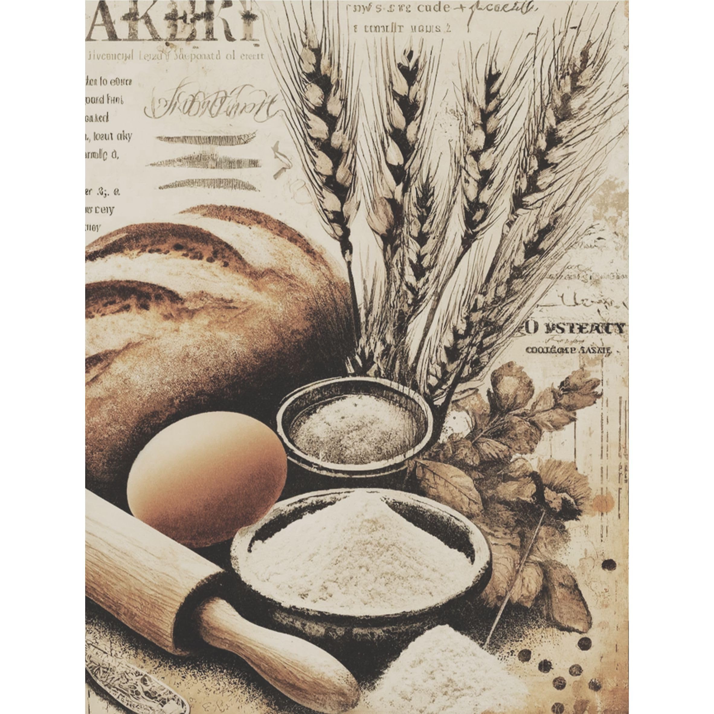 Papel de arroz Tema de Pan, 20 x 26,6cm (6pc) - 6 Diseños para Scrapbooking Tarjetas Manualidades, Decoupage by CRAFT KREATIVELY