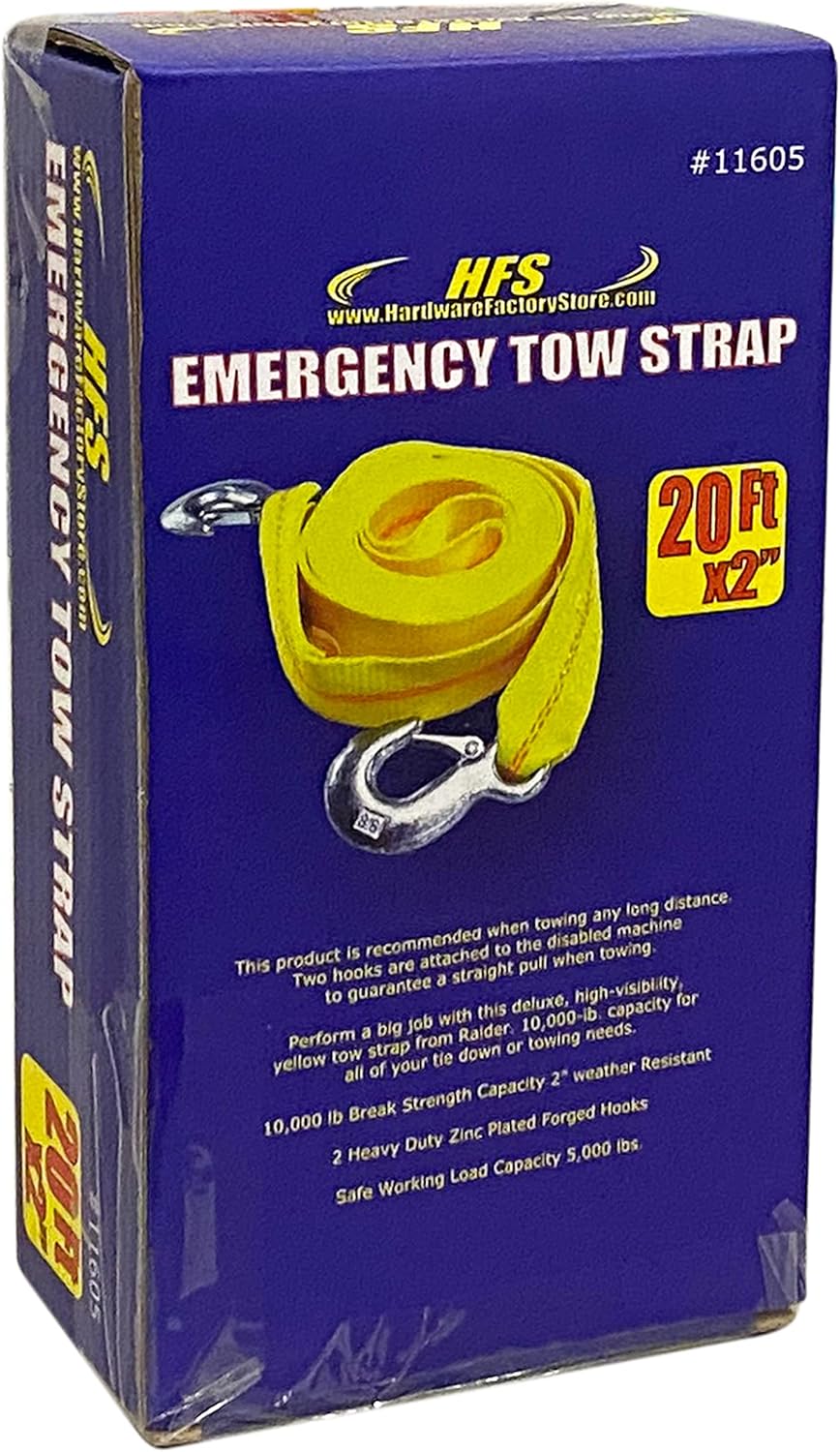 HFS (R) Heavy-Duty Tow Strap With Hooks | 10,000-Pound Capacity | Woven Polyester Webbing |HD Truck Recovery, ATV Towing, And Vehicle Rescue |Tow Rope - View #2