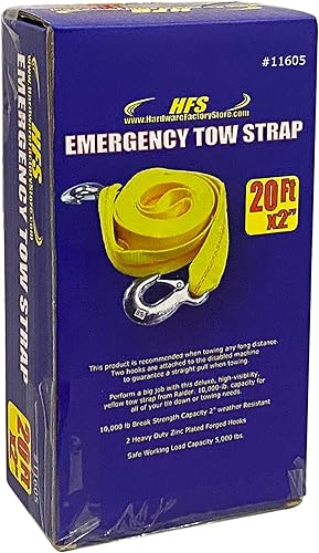 Miniatura 9 de HFS (R) 4.5 toneladas 2 pulgadas x 20 pies cuerda de poliéster para remolque 2 ganchos 10000lb recuperación de remolque