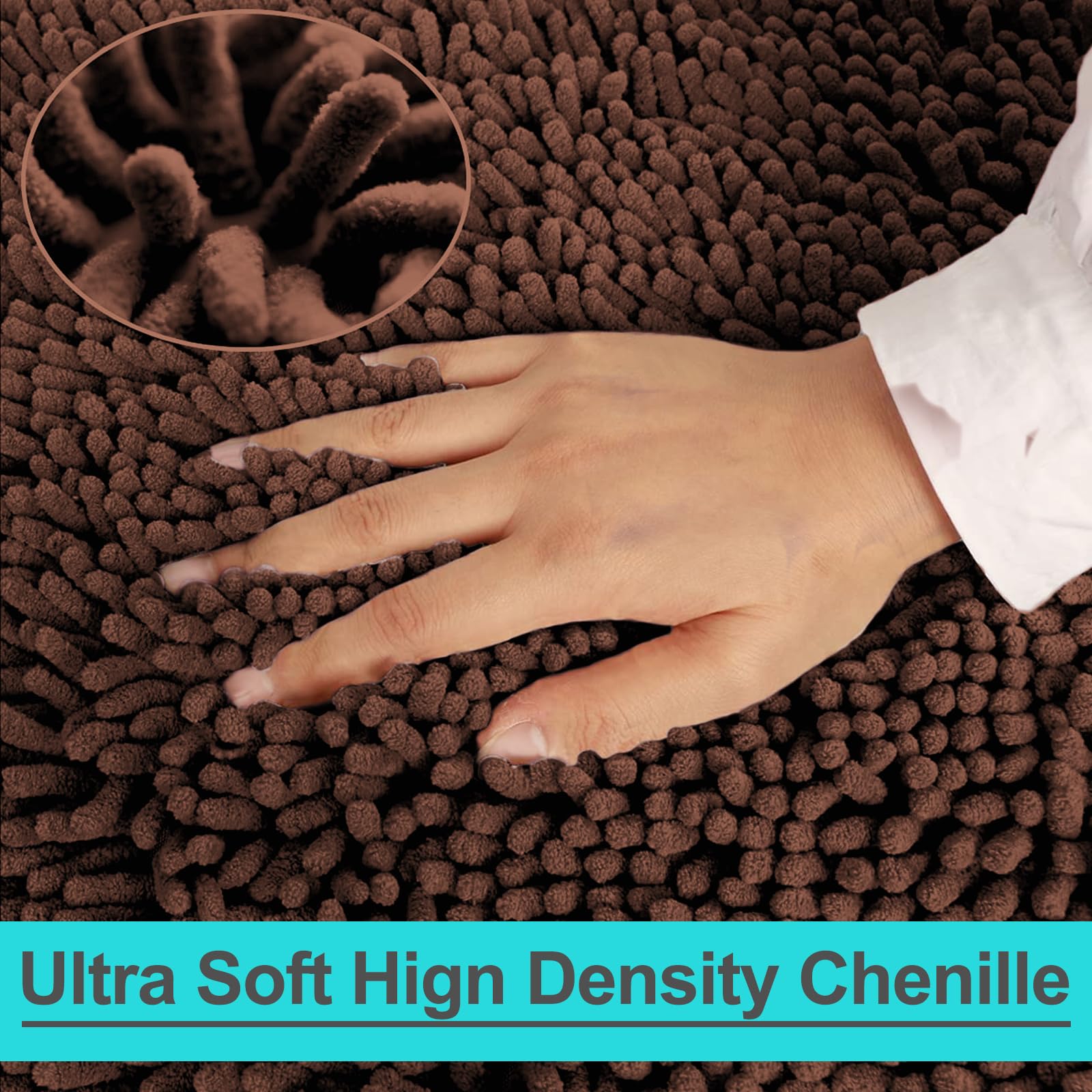 RUN HELIX Chenille Bath Mat, Non Slip Extra Soft Bath Toilet Mat 3 Pieces, Super Absorbent Bath Rug for Bathroom Bedroom - Image 4