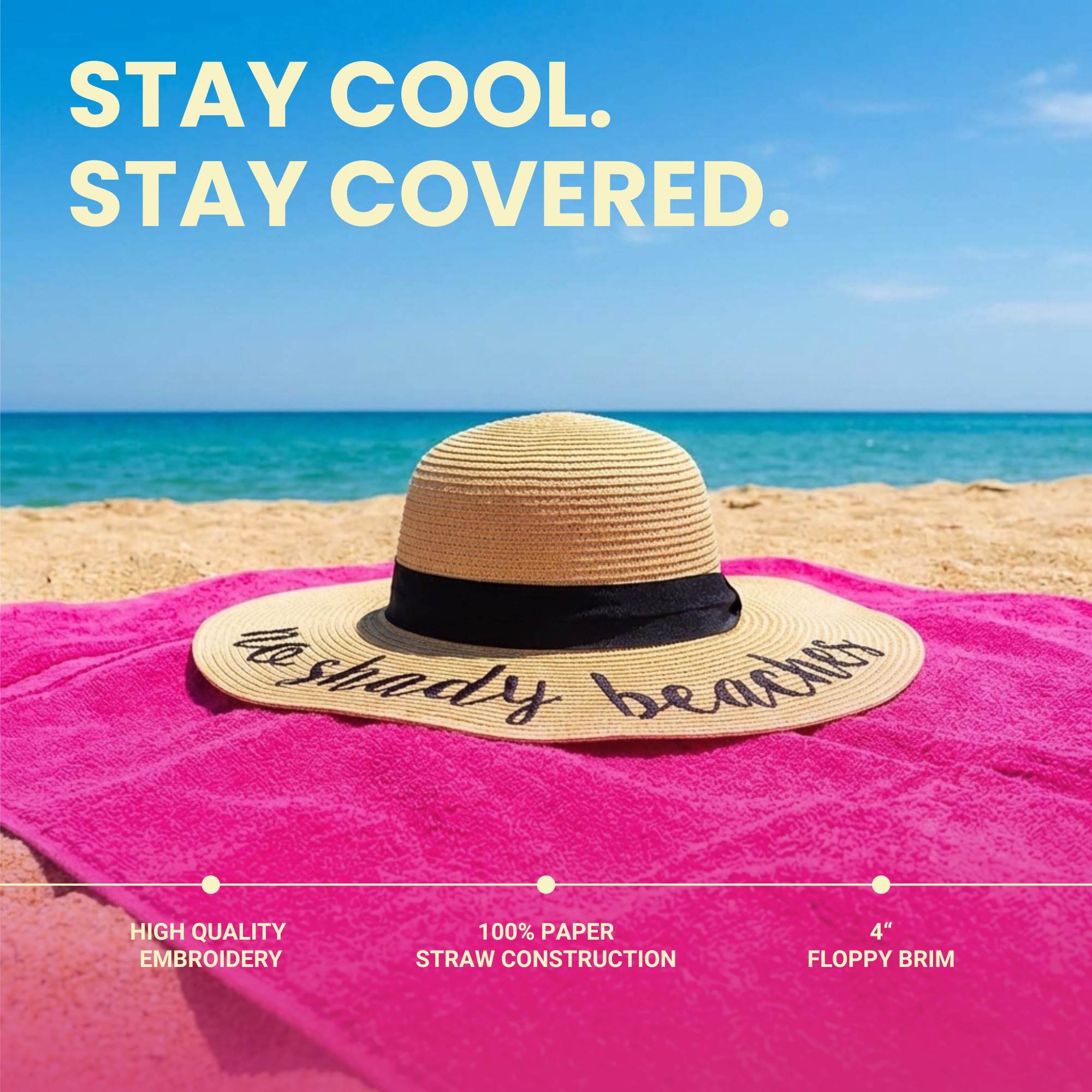 Funky Junque Damen-Sonnenhut mit LSF 50, bestickt, verstellbar, Strandhut