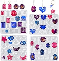 Actvty 4-Piece Silicone Resin Earring Molds with Pre-Drilled Holes - DIY Jewelry, Pendants, Keychains, Epoxy Casting Gems