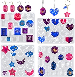 Actvty 4-Piece Silicone Resin Earring Molds with Pre-Drilled Holes - DIY Jewelry, Pendants, Keychains, Epoxy Casting Gems