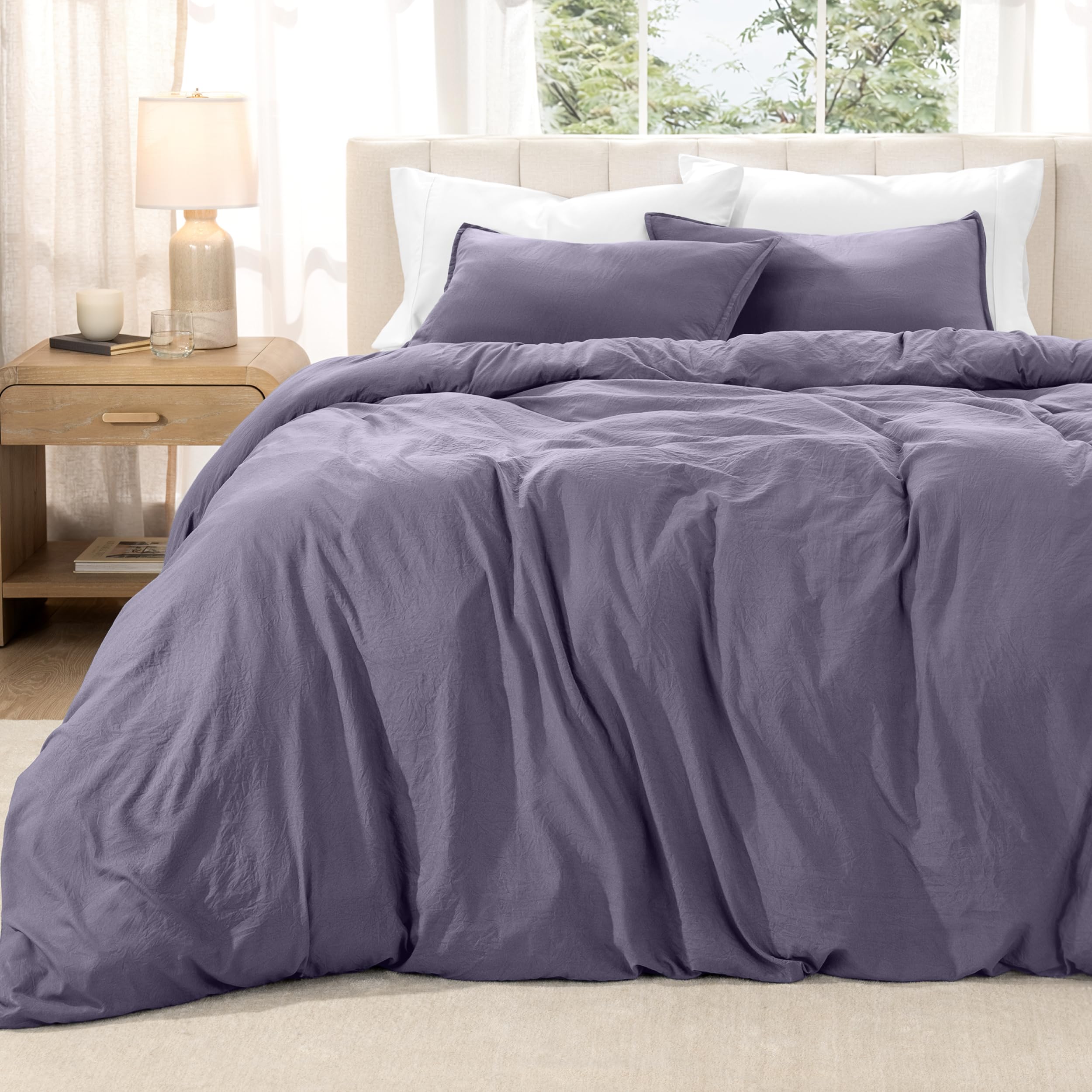 Bare Home Washed Duvet Cover and Sham Set - Twin/Twin XL - Premium 1800 Ultra-Soft Brushed Microfiber - Hypoallergenic, Easy Care, Stain Resistant (Twin/Twin XL, Sandwashed Dusty Purple) — image 1