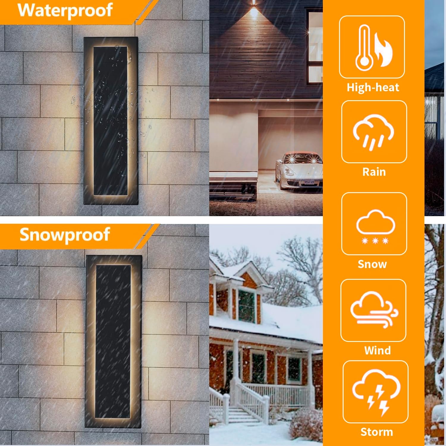 15.7 in Outdoor Wall Sconce Light,Modern Exterior Lights Fixture,Outdoor Porch Lights for House,Patio,Outdoor Wall Lighting,3000K Warm White, 12 W 2 Packs