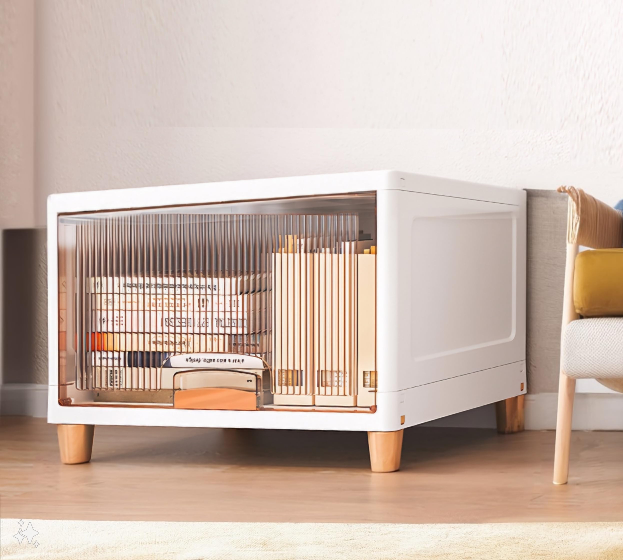 Mechdel Foldable Plastic Cupboard Rack for Clothes Storage - 1 Door Transparent Wardrobe (1PCS, 45 x 38 x 34 Cm)