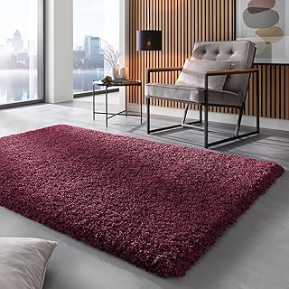 Taracarpet Shaggy Hochflor Langflor Teppich Twilight Luxus Qualität aus Belgien geeignet fürs Wohnzimmer Schlafzimmer und Kinderzimmer 1140 Bordeaux rot 160x230 cm