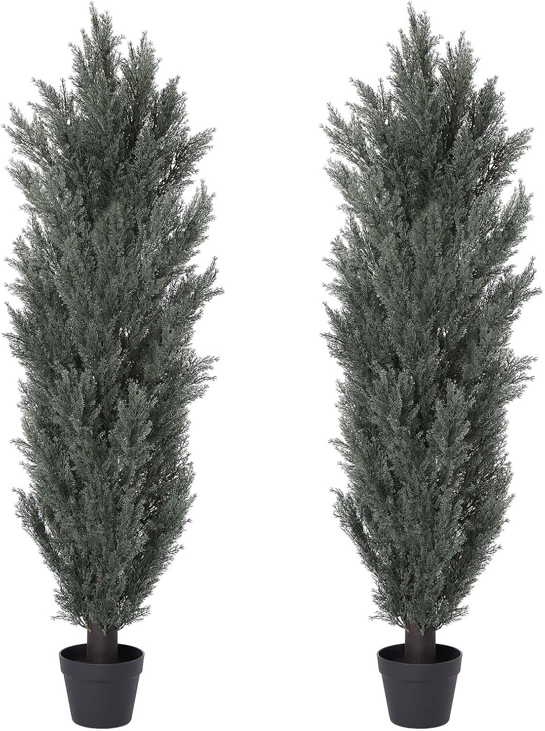 47" Topiary Trees Artificial Outdoor, Tall Faux Cedar Trees for Outdoor Planters Set of 2, Artificial Tree for Home Decor Indoor, Fake Bushes for Porch, Faux Shrubs for Outdoors (59“ Artificial)