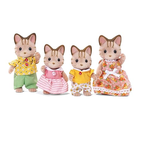 Calico Critters, Sandy Cat Family, Dolls, Dollhouse Figures, Collectible Toys, Premium, 3 inches - Sandy Cat Family