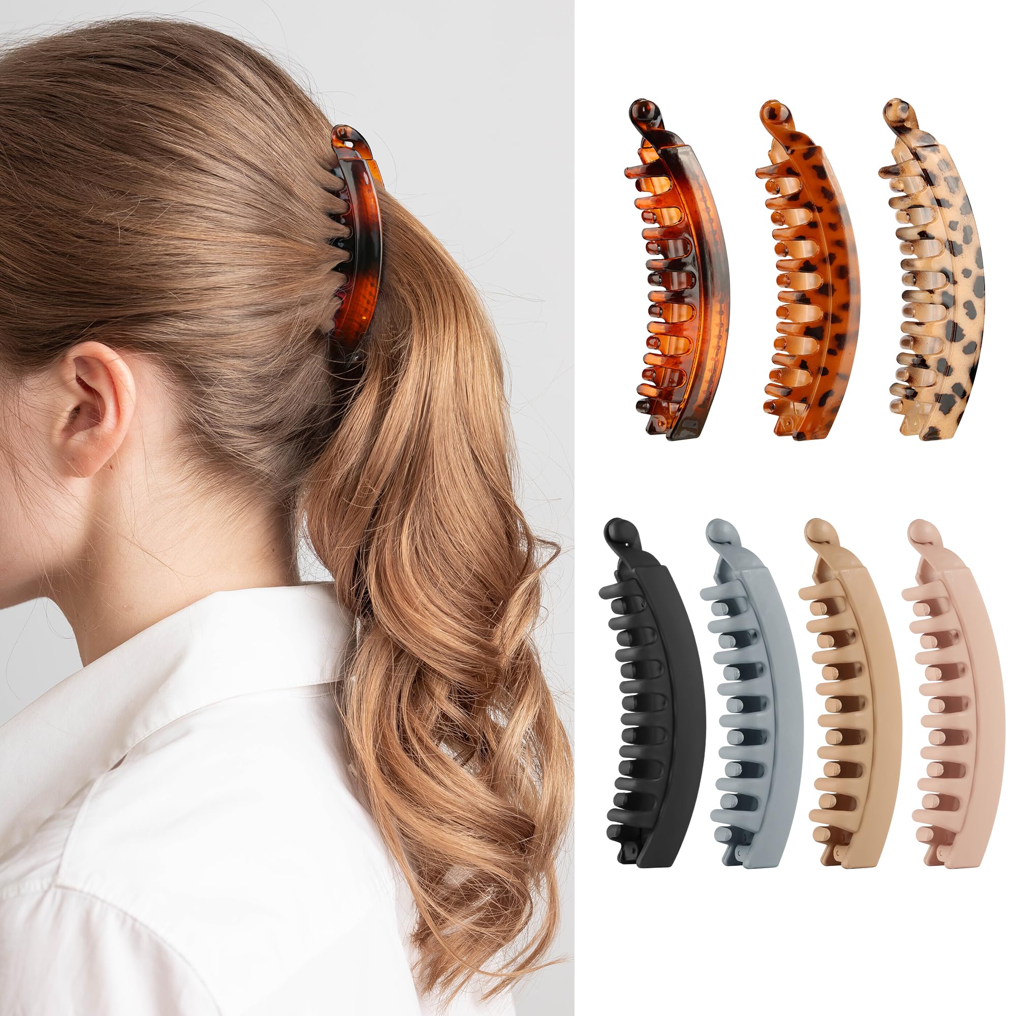 Banana Clip for Women, 7 Pack 5.1 Inch Banana Hair Clip for Thin Fine Thick Hair, Large Banana Hair Clips Ponytail