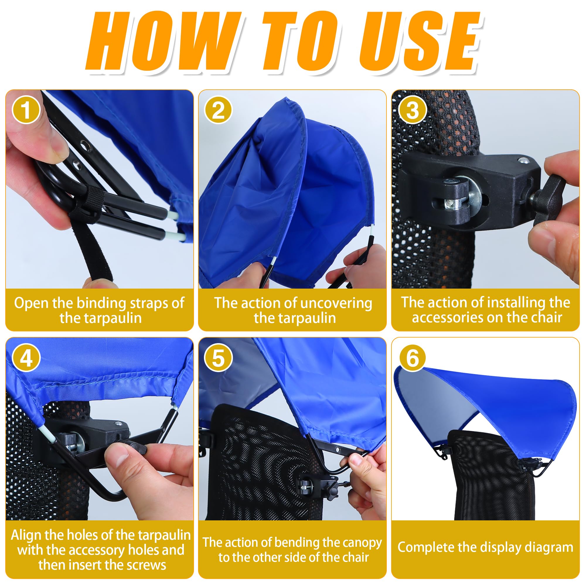 Atvkov Beach Chair Canopy Foldable Chair Umbrella Sun Shade Attachment for Beach Camping Fishing Lounge Tanning Zero Gravity Chair (1)