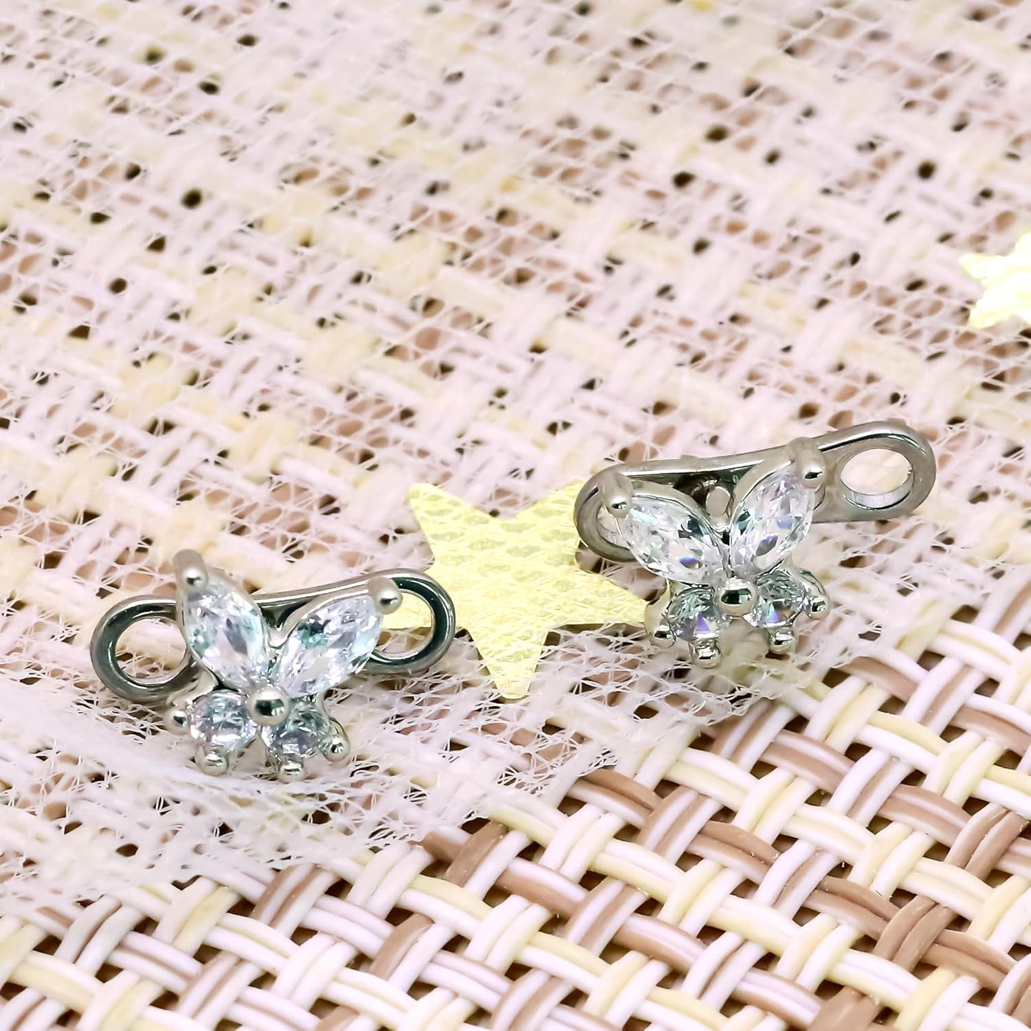 2Pcs 14G Heart Flower Butterfly Dermal Anchor Tops 316L Surgical Steel Dainty Crystal Microdermals Body Piercings Studs Punk Personalized Jewelry for Women - Image 7