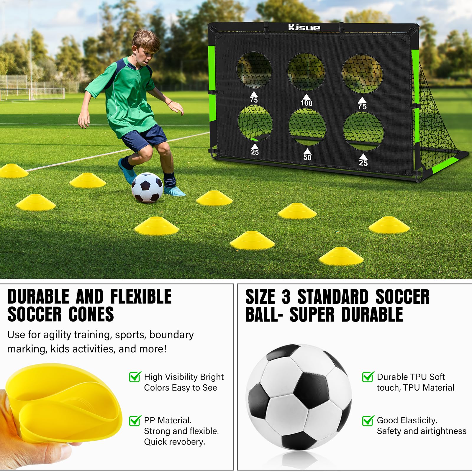 1 paquete de porterías de fútbol de 6 x 4, 6 objetivos, color verde
