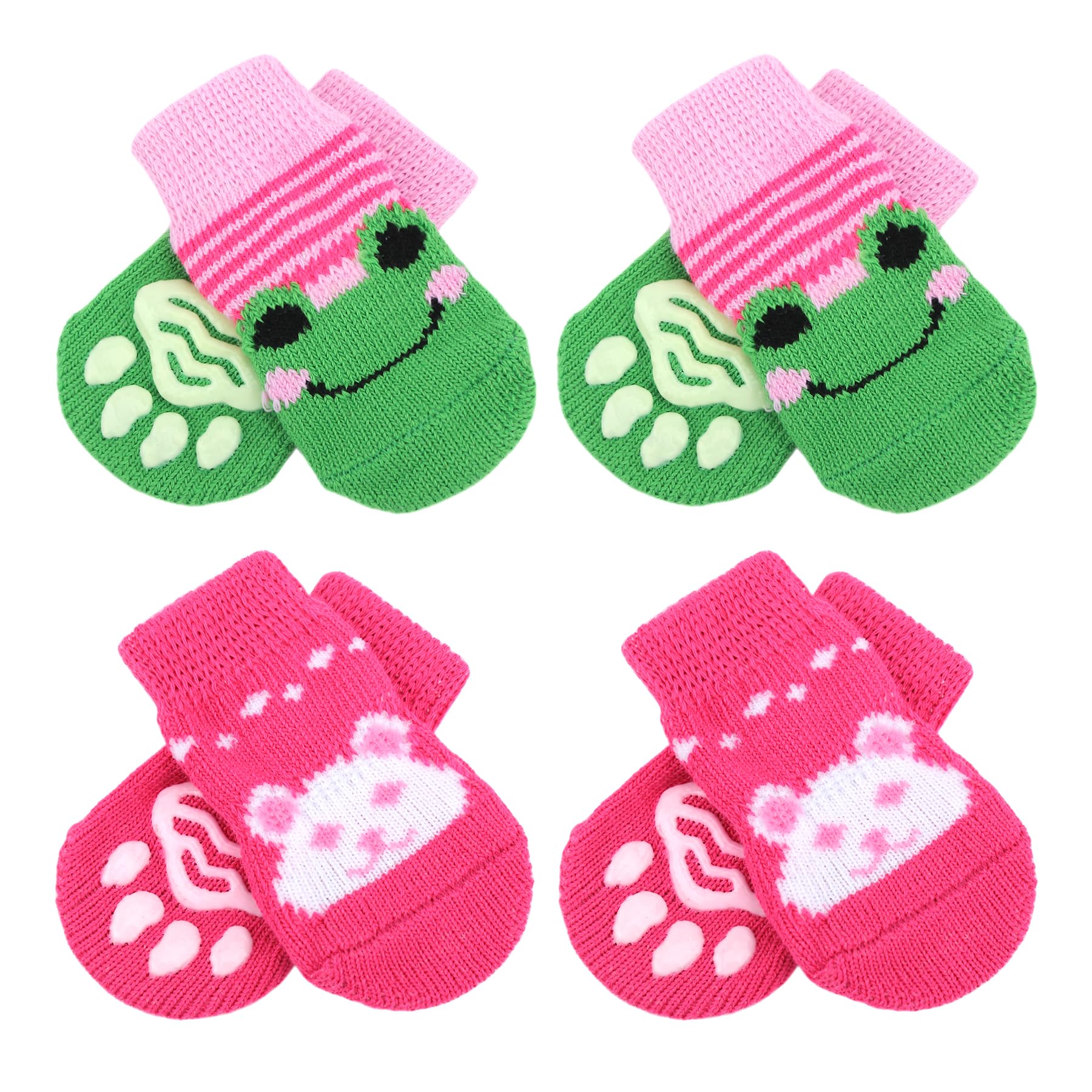 Alfie Pet - Mason 2 Set of 4 Pet Paw Indoor Anti-Slip Socks for Small Dogs - Color: Pink, Size: Medium