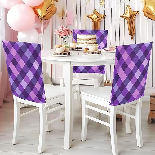 Miniatura 4 de Checkere Purple Blue Cover for Chair Removable for Bedroom Set of 2 Decoration Happy Birthday Chair Cover Classroom cubre sillas para comedor
