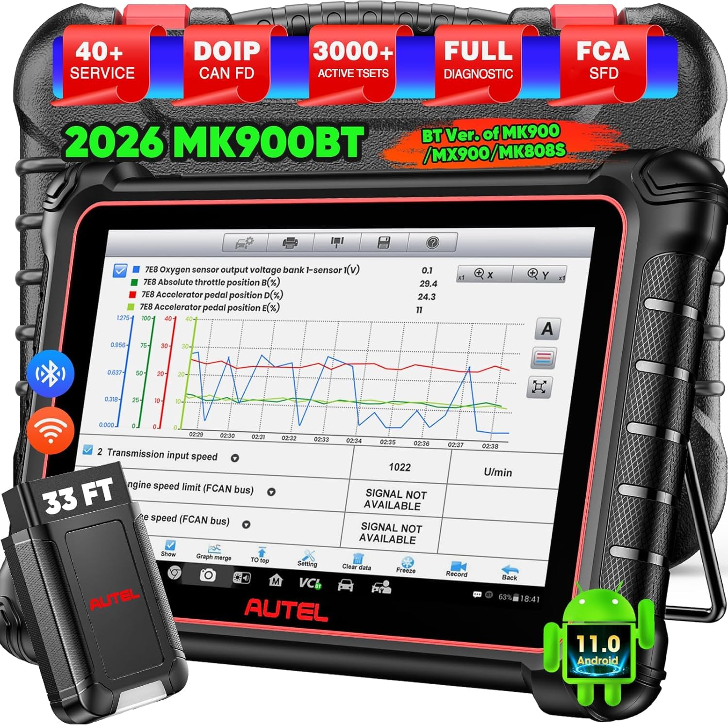 Autel MaxiSys MS906 Pro Full System Diagnostic Scanner - Coding, 36+ Services, Bi-Dir, 8" Touch-980874