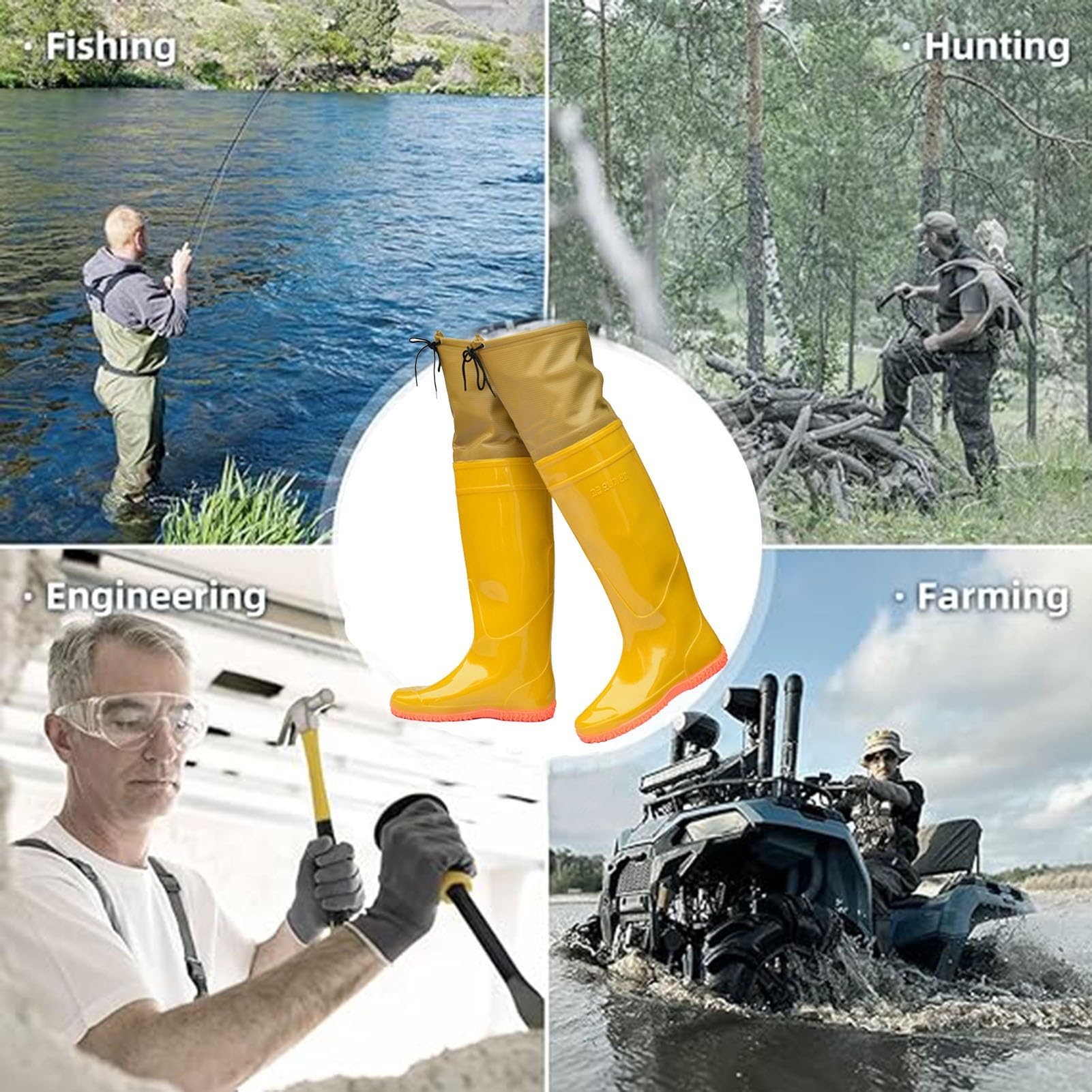 Watstiefel Watstiefel Für Herren Und Damen, Für Angeln Und Jagen, Leichte wasserdichte Hüftstiefel Aus PVC, Für Den Außenbereich, Kniehoch, 60 cm