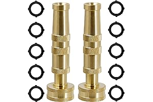 Triumpeek Solid Brass Hose Nozzle 2 Pack, 4" Heavy Duty Brass Garden...