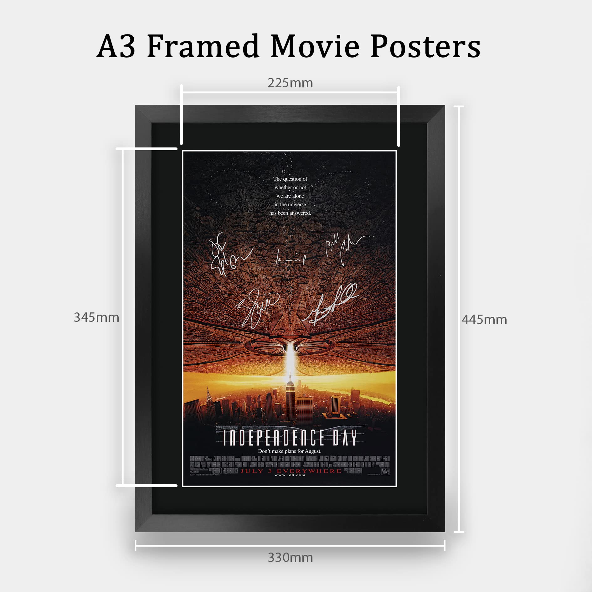HWC Trading FR A3 Independence Day Will Smith Geschenke Geduckter Poster Signiertes Autogramm Foto für Fans von Film Memorabilien - A3 Framed