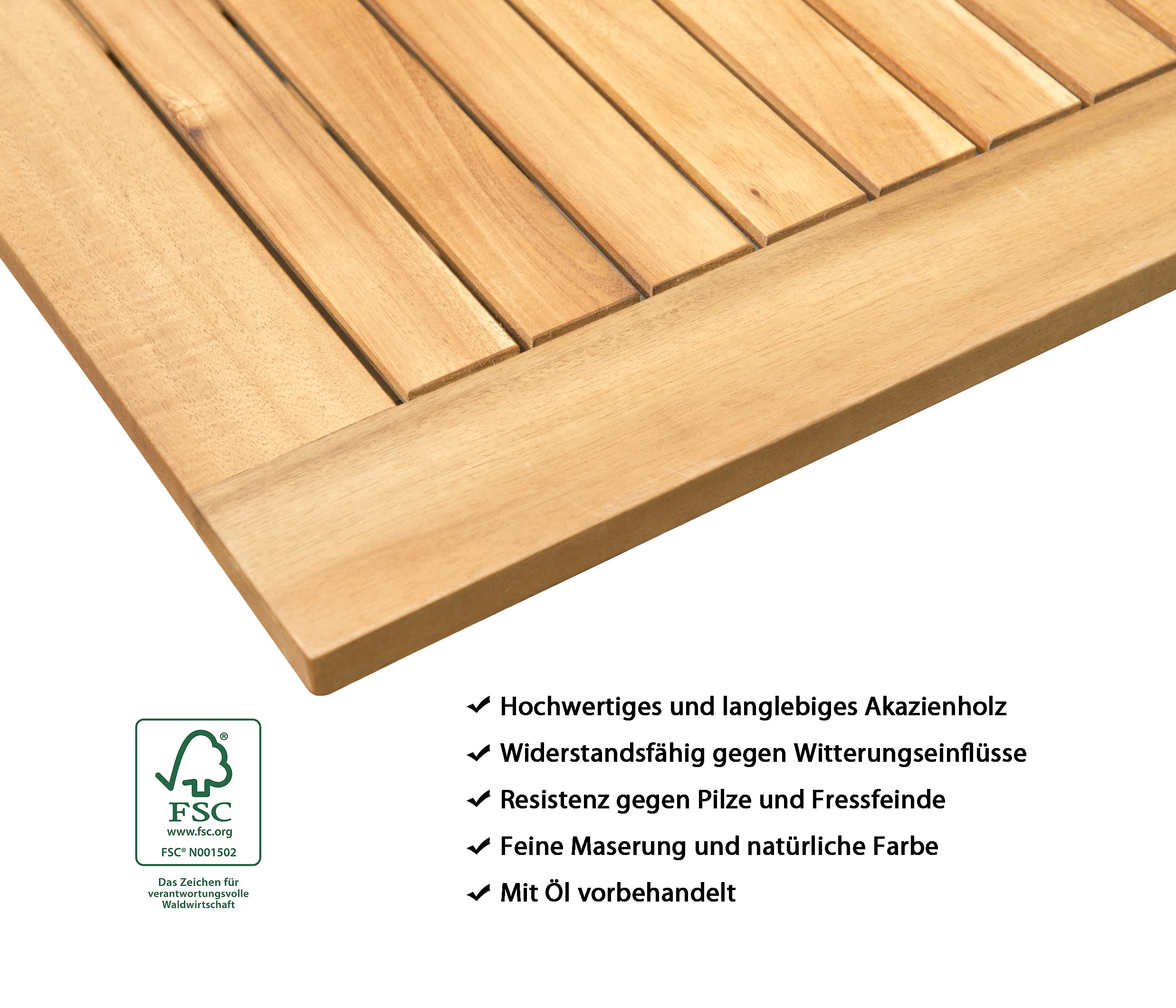 Dehner Gartenmöbel Sofa Macao, inkl. Polster, ca. 196 x 75 x 70 cm, FSC®-zertifiziertes Akazienholz/Polyester, geölt, braun/grau