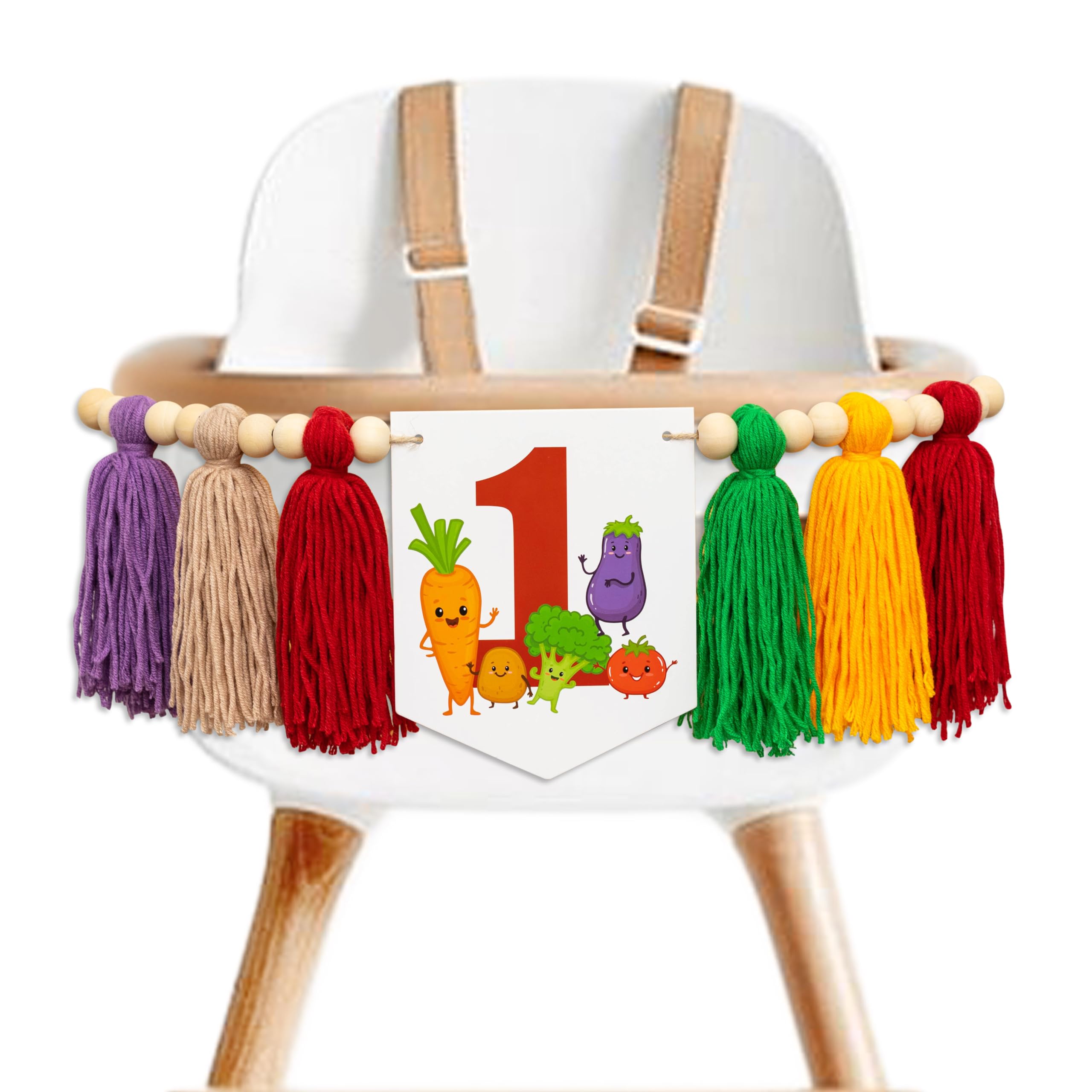 Gostman Vegetable 1st Birthday High Chair Banner - Locally Grown One Party Banner,Vegetable Theme First Birthday Party Decorations (vegetable 1st