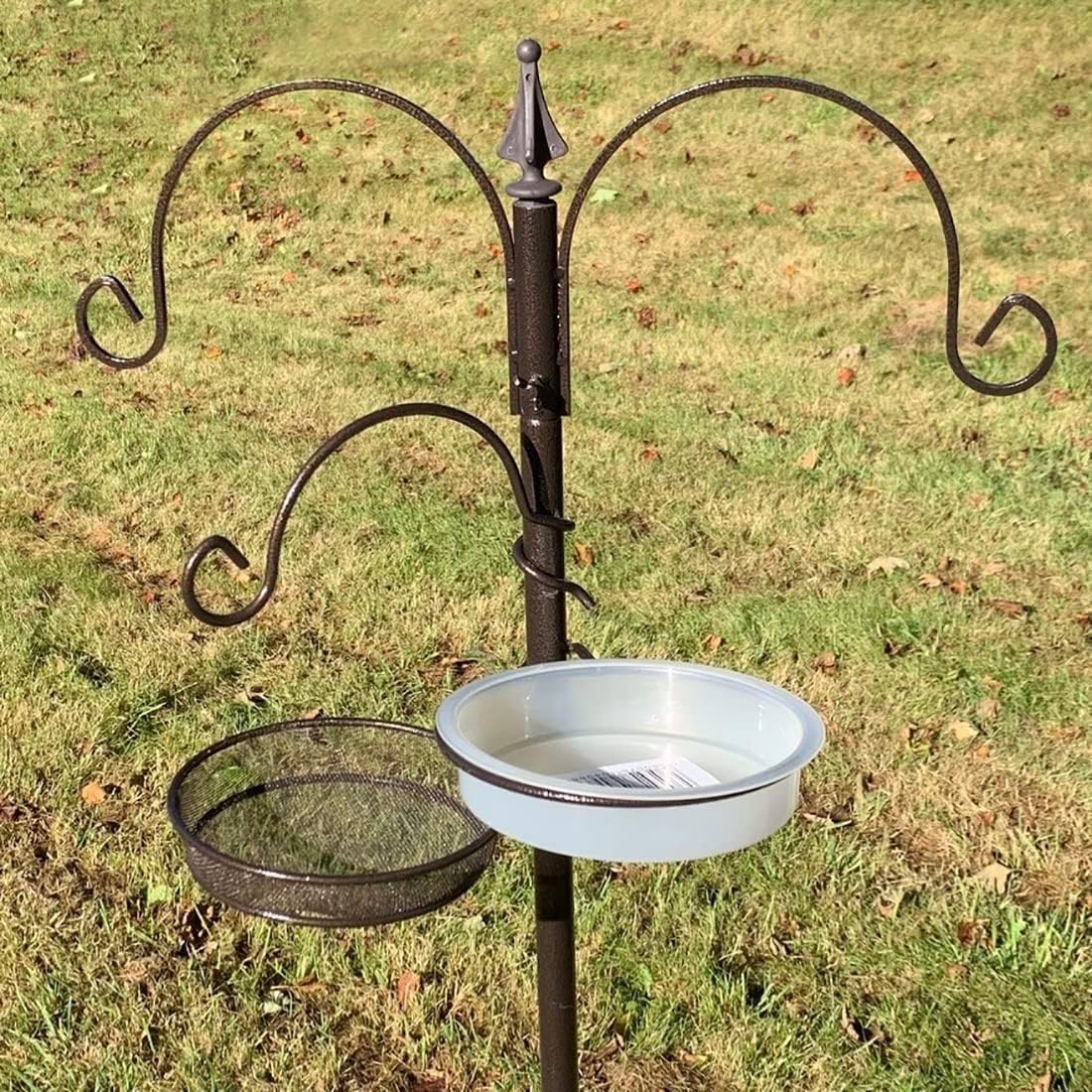 Garden Haven Wild Bird All in One Feeding Station 192cm Height 3 Hanging Hooks, Water Drinking Bowl, Suet Mesh, Feeding Tray, Durable Functional Secure Ground Stake